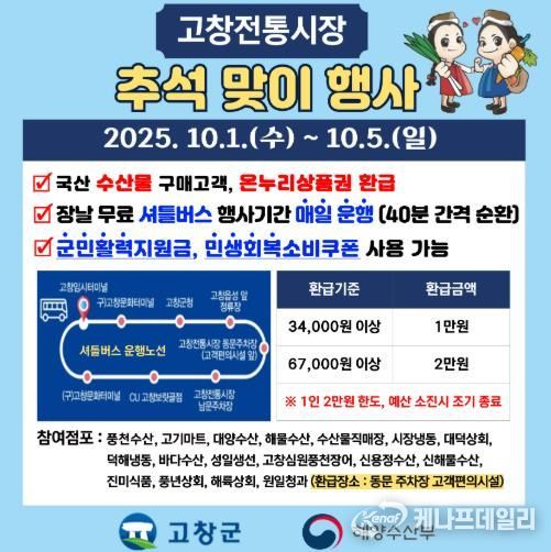 고창군, 추석 온누리상품권 환급행사 카드뉴스